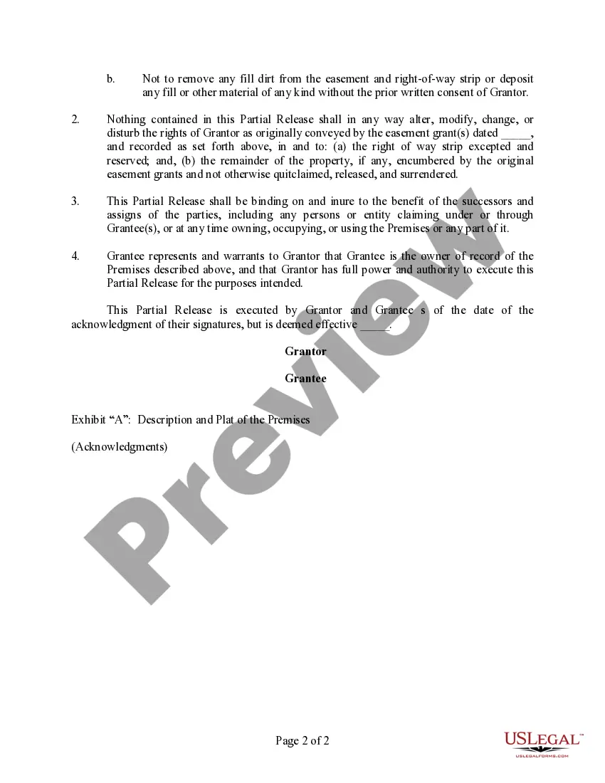 Get Partial Release of Easement(s) Preview Partial Release of Easement(s)