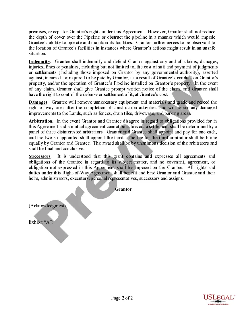 Get Right of Way Agreement (Natural Gas Pipeline and Fiber Optics) Preview Right of Way Agreement (Natural Gas Pipeline and Fiber Optics)
