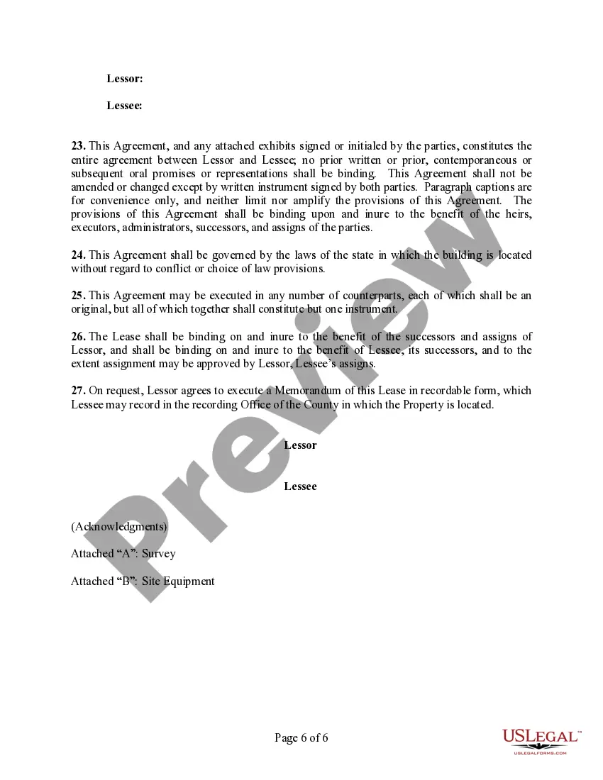 Preview Roof Top Lease Agreement (For Antenna Site)