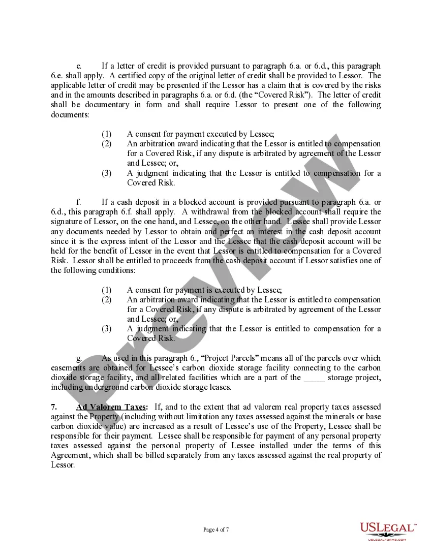 Get Subsurface Underground Carbon Dioxide Storage Lease and Agreement (with Landowner, Long Form) Preview Subsurface Underground Carbon Dioxide Storage Lease and Agreement (with Landowner, Long Form)