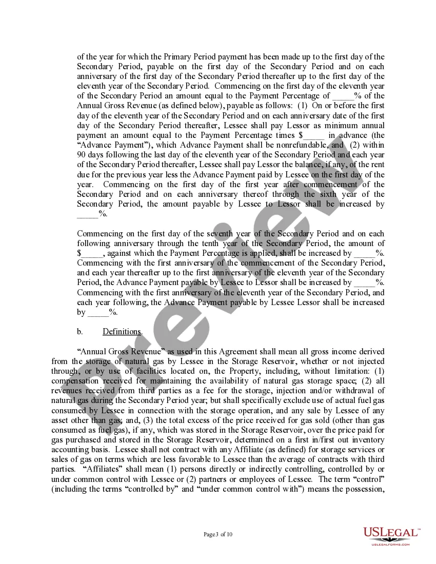 Get Subsurface Underground Gas Storage Lease and Agreement (With Landowner; Long Form) Preview Subsurface Underground Gas Storage Lease and Agreement (With Landowner; Long Form)