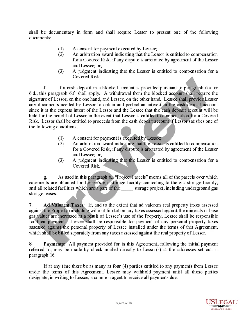 Get Subsurface Underground Gas Storage Lease and Agreement (With Landowner; Long Form) Preview Subsurface Underground Gas Storage Lease and Agreement (With Landowner; Long Form)