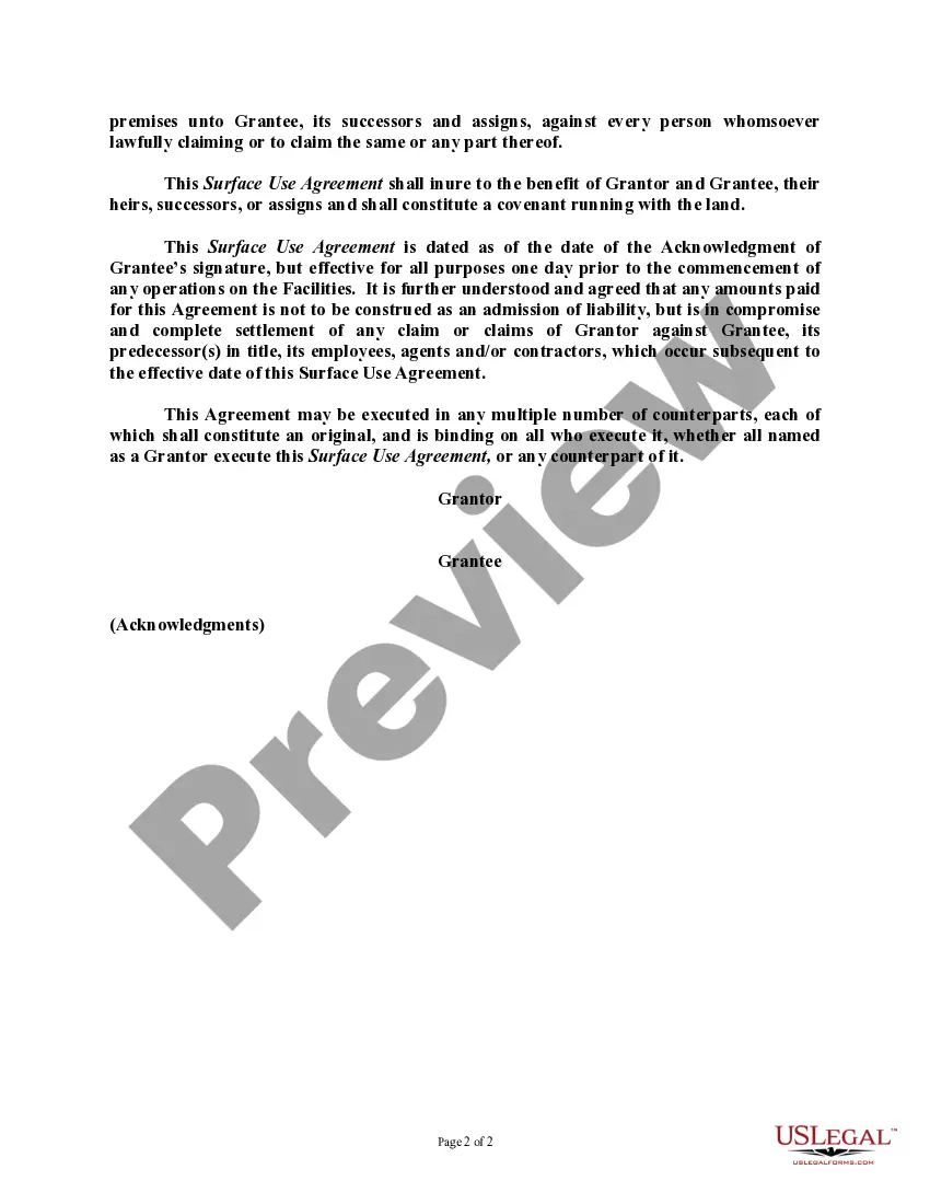 Get Surface Use Agreement (Where Lands are Currently in Use) Preview Surface Use Agreement (Where Lands are Currently in Use)