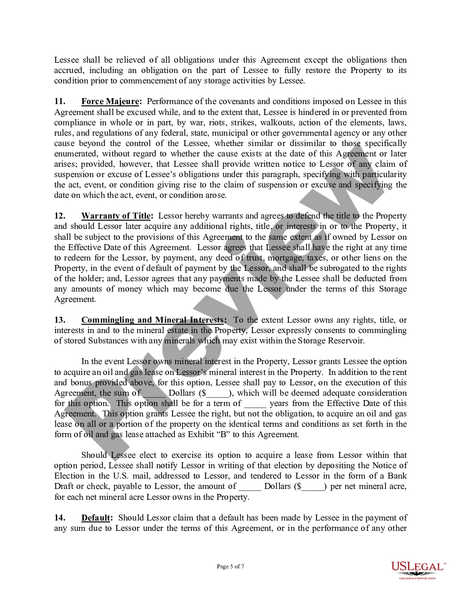 page 4 Underground Storage Lease and Agreement (From Surface Owner with Mineral Interest) preview