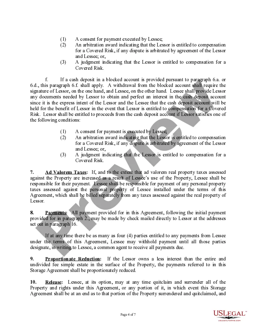 Get Underground Storage Lease and Agreement (From Surface Owner with Mineral Interest) Preview Underground Storage Lease and Agreement (From Surface Owner with Mineral Interest)