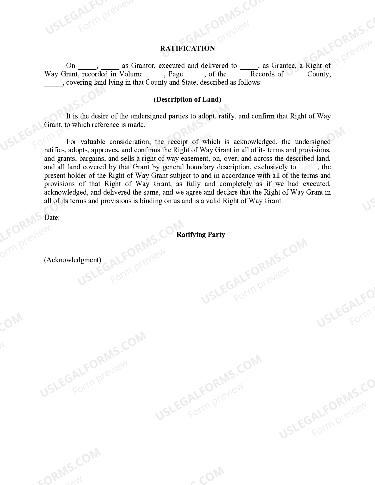 Deed Of Ratification Template With Formulas US Legal Forms