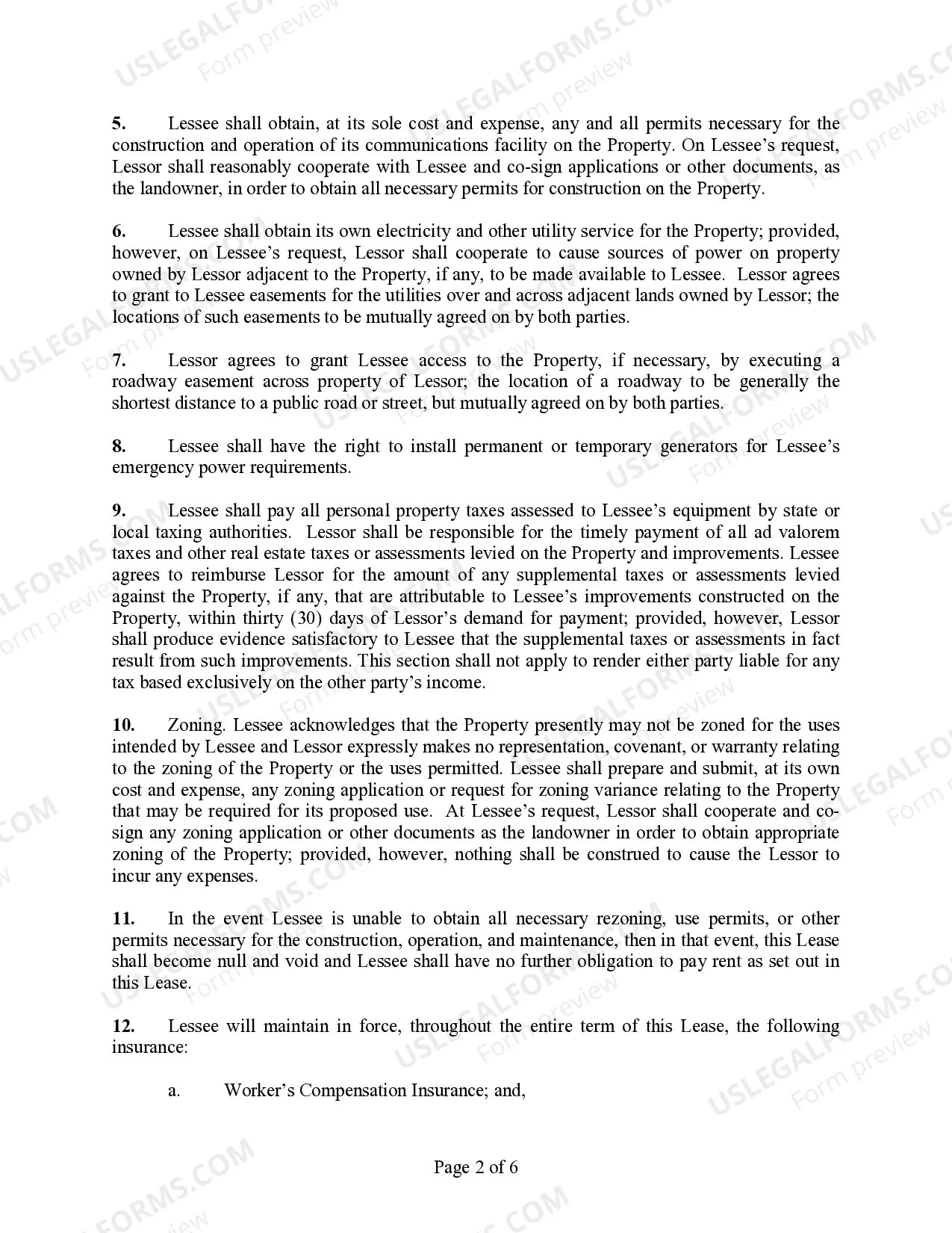 Preview Lease Agreement (For Telecommunications Facility)