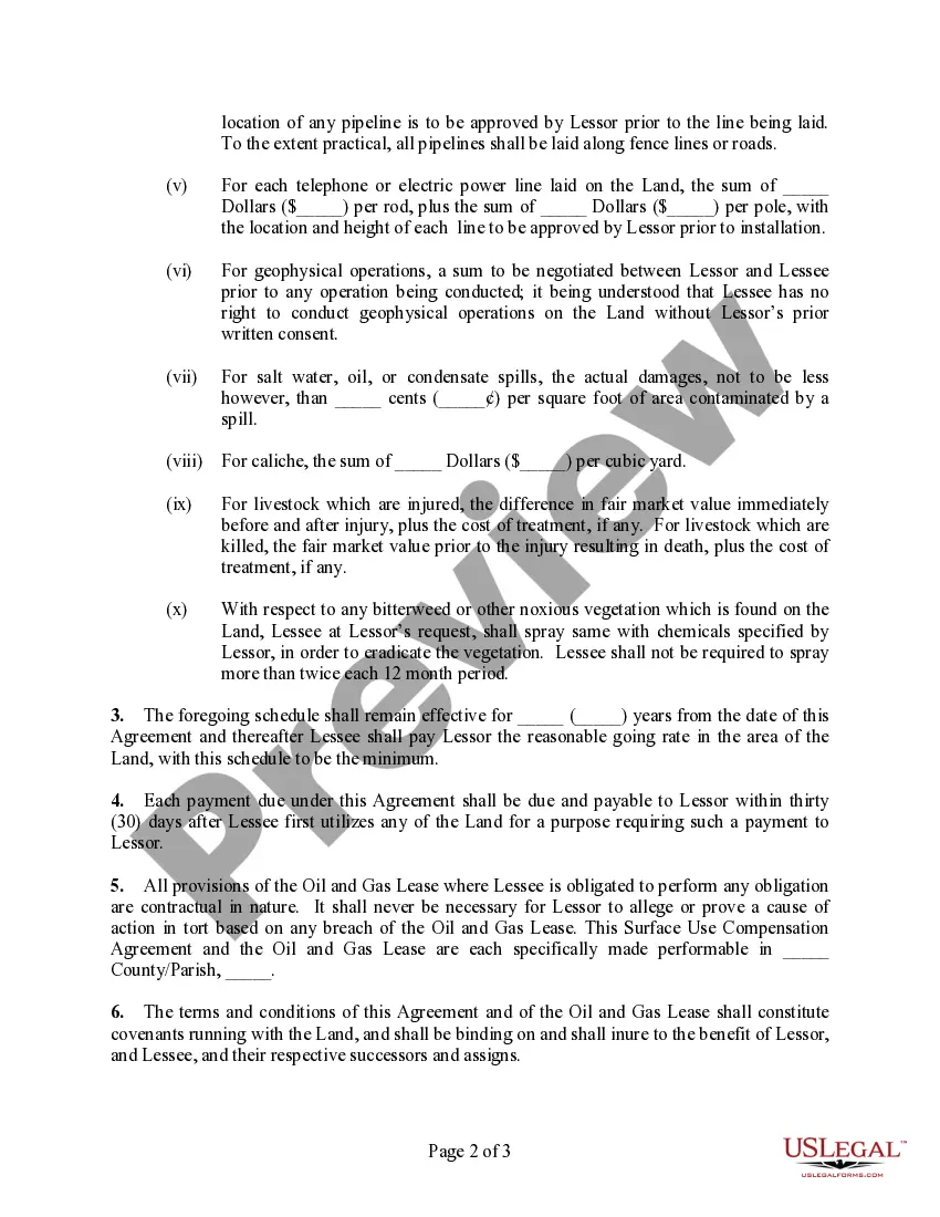 Get Surface Use Compensation Agreement Preview Surface Use Compensation Agreement