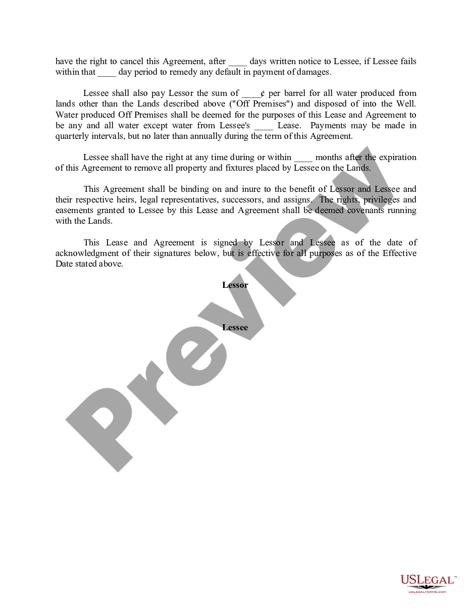page 1 Salt Water Disposal Lease and Agreement Using Existing Well Bore preview