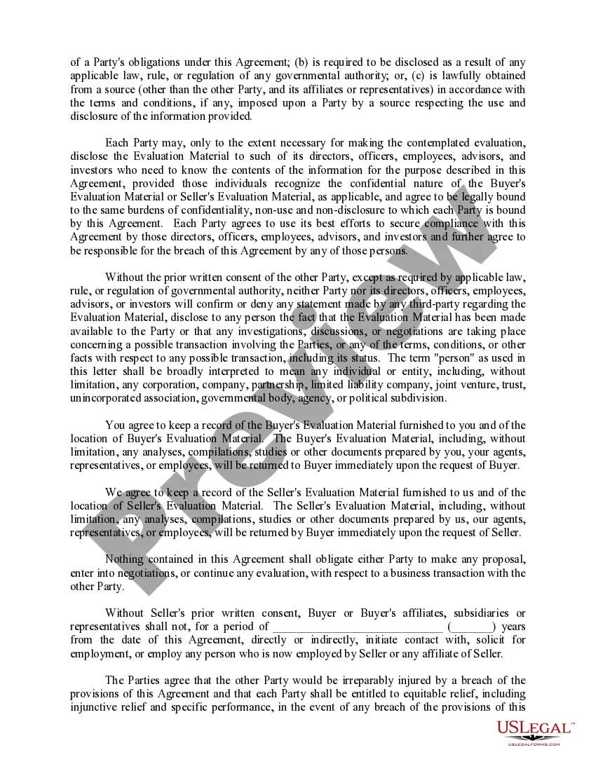 Get Confidentiality Agreement Between Parties Contemplating A Transaction Preview Confidentiality Agreement Between Parties Contemplating A Transaction