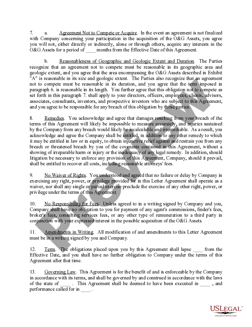 Get Letter Agreement with Potential Joint Venture Party in Acquisition, As to Confidentiality and Noncompetition Preview Letter Agreement with Potential Joint Venture Party in Acquisition, As to Confidentiality and Noncompetition