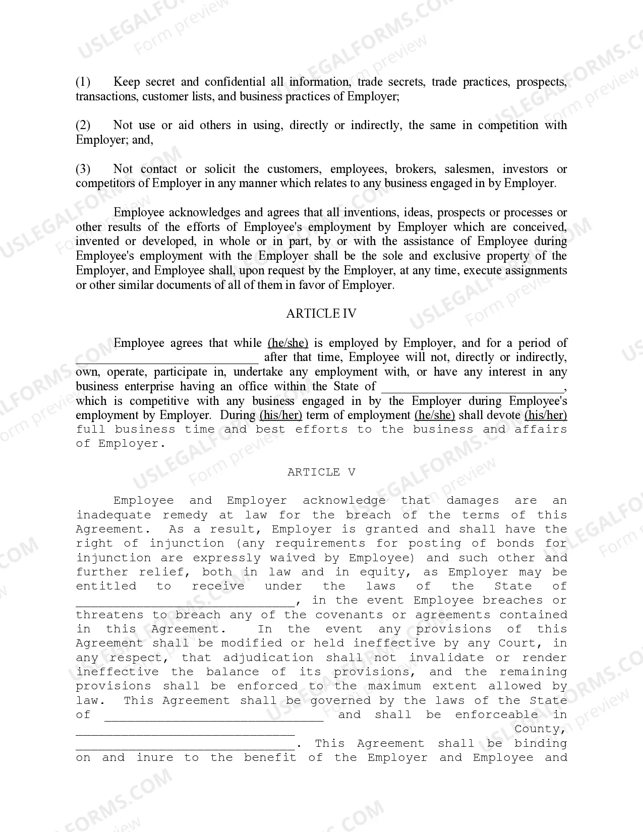 Preview Employment Agreement - General