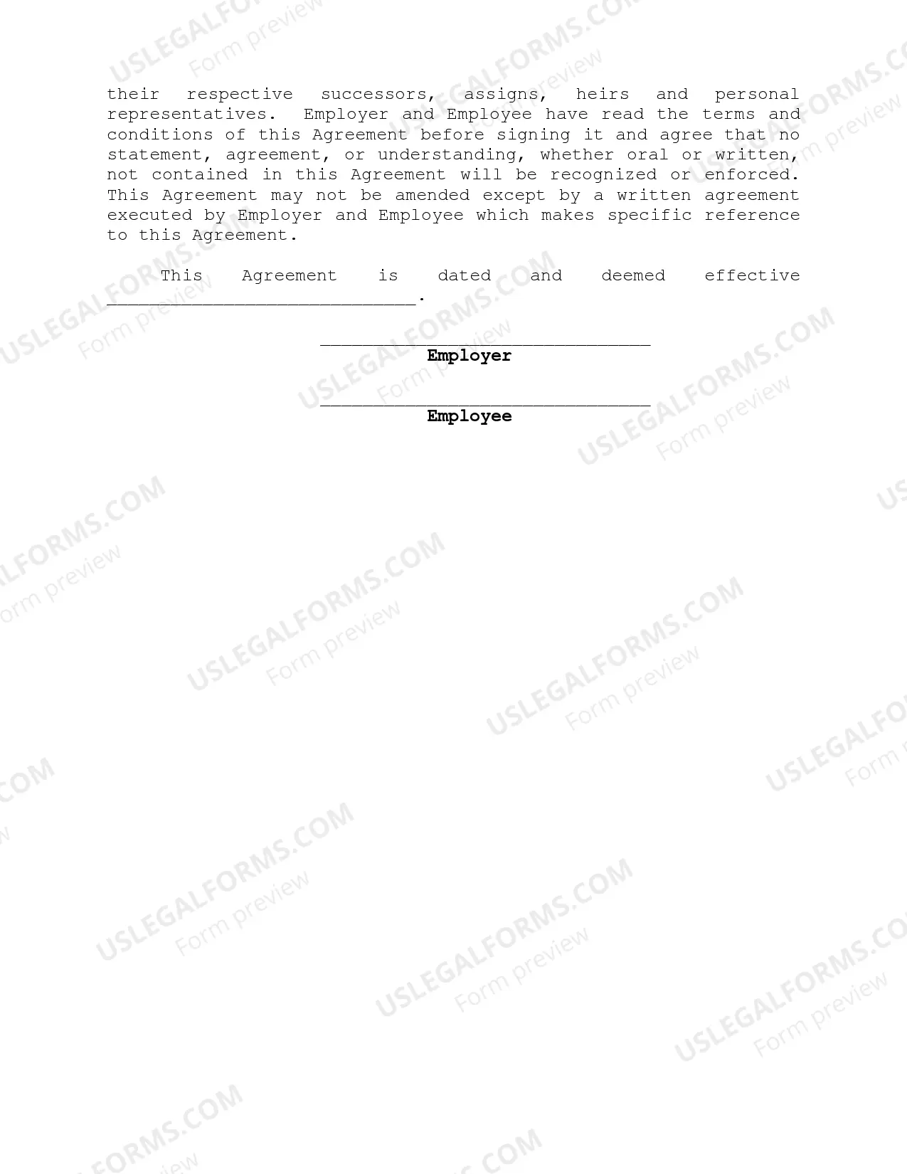 Preview Employment Agreement - General
