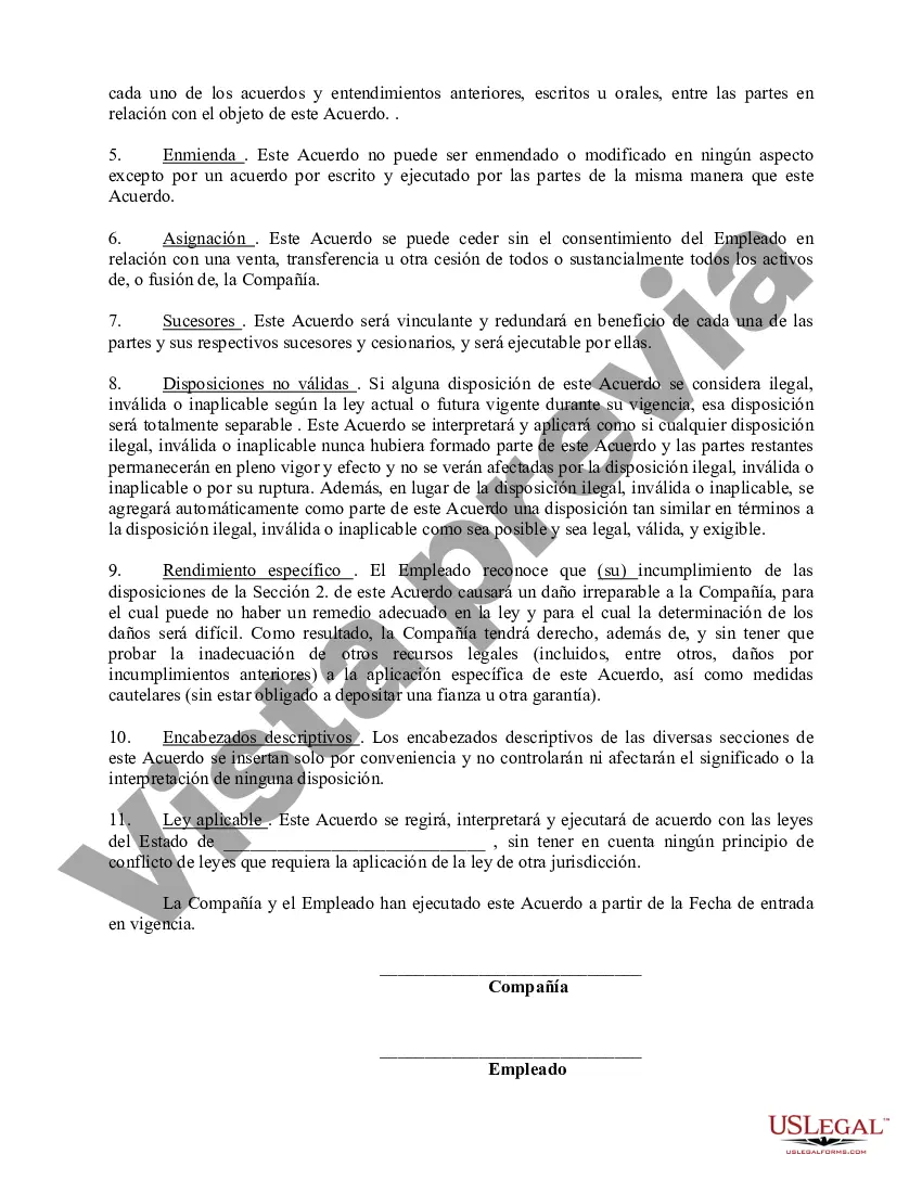 Preview Acuerdo de no competencia entre el empleado y la empresa