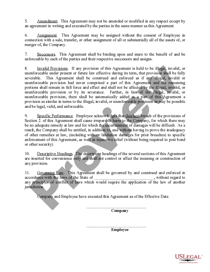 Get Noncompetition Agreement Between Employee and Company Preview Noncompetition Agreement Between Employee and Company