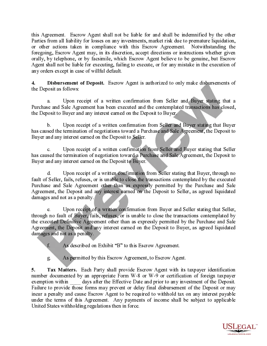 Get Escrow Agreement with Deposit of Earnest Money with Escrow Agent in Connection with Purchase of Properties Preview Escrow Agreement with Deposit of Earnest Money with Escrow Agent in Connection with Purchase of Properties