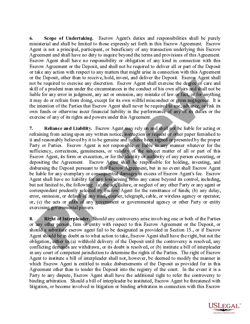 Get Escrow Agreement with Deposit of Earnest Money with Escrow Agent in Connection with Purchase of Properties Preview Escrow Agreement with Deposit of Earnest Money with Escrow Agent in Connection with Purchase of Properties