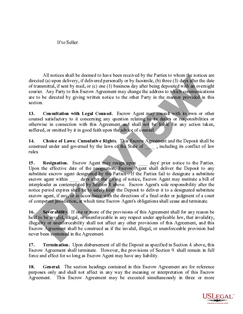 Get Escrow Agreement with Deposit of Earnest Money with Escrow Agent in Connection with Purchase of Properties Preview Escrow Agreement with Deposit of Earnest Money with Escrow Agent in Connection with Purchase of Properties