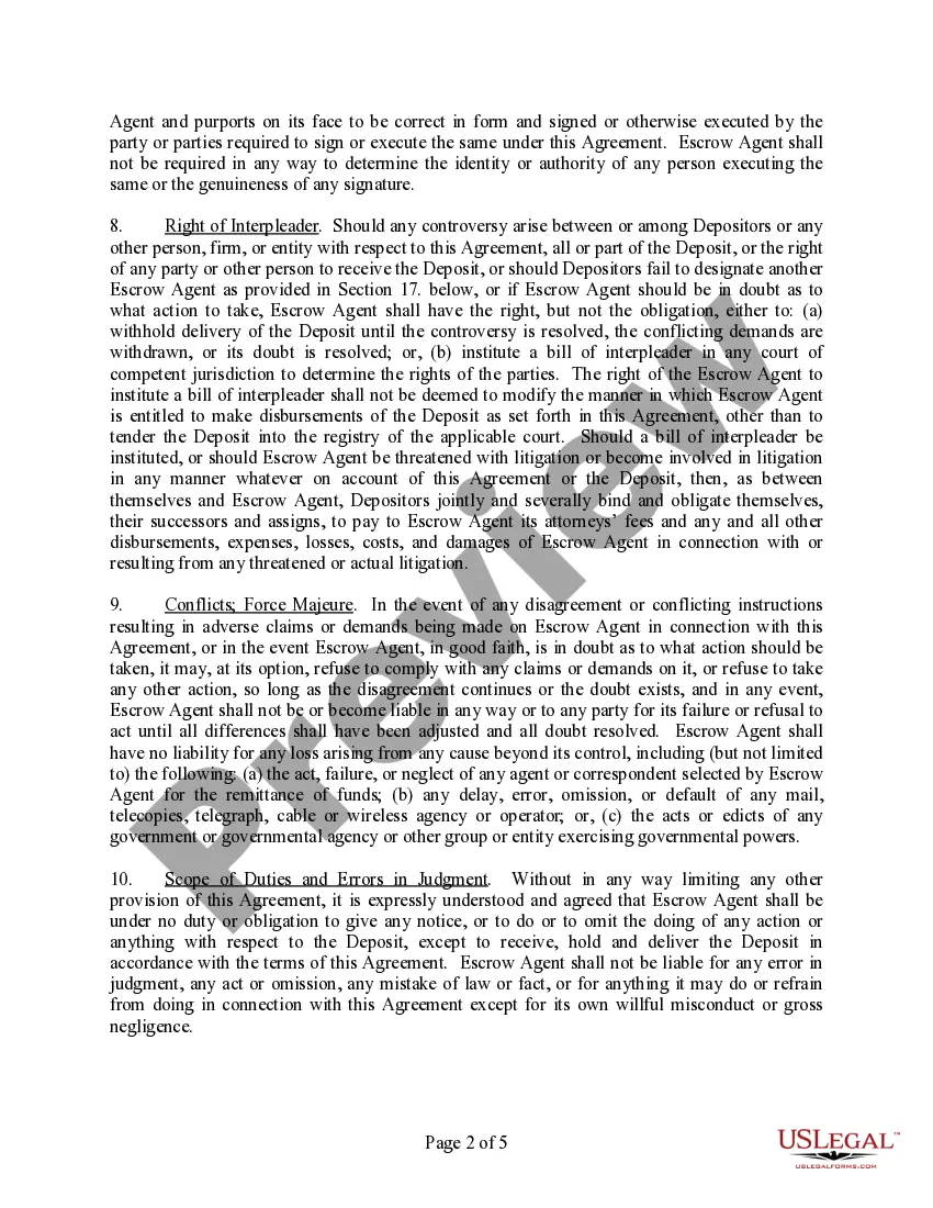 Get Escrow Agreement with the Subject of Escrow Described in Exhibit Preview Escrow Agreement with the Subject of Escrow Described in Exhibit
