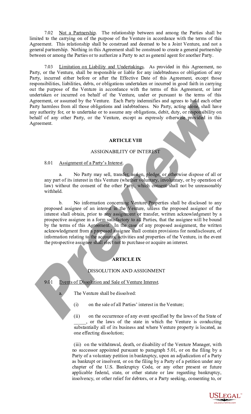 Joint Venture Agreement In Oil And Gas