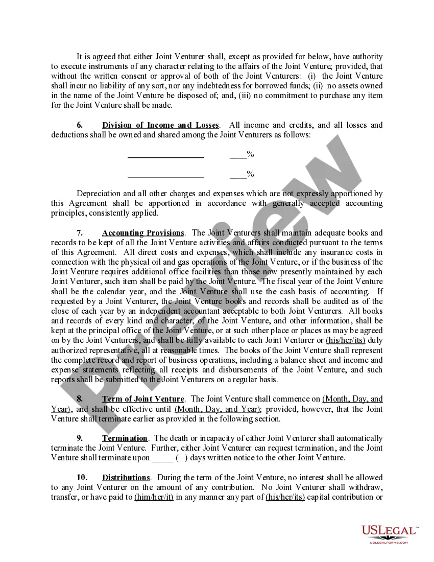 Get Joint Venture Agreement to Acquire, Own and Manage Oil and Gas Leases - Short Form Preview Joint Venture Agreement to Acquire, Own and Manage Oil and Gas Leases - Short Form