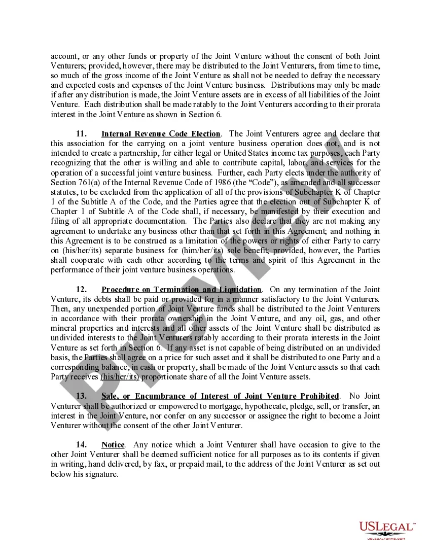 Get Joint Venture Agreement to Acquire, Own and Manage Oil and Gas Leases - Short Form Preview Joint Venture Agreement to Acquire, Own and Manage Oil and Gas Leases - Short Form