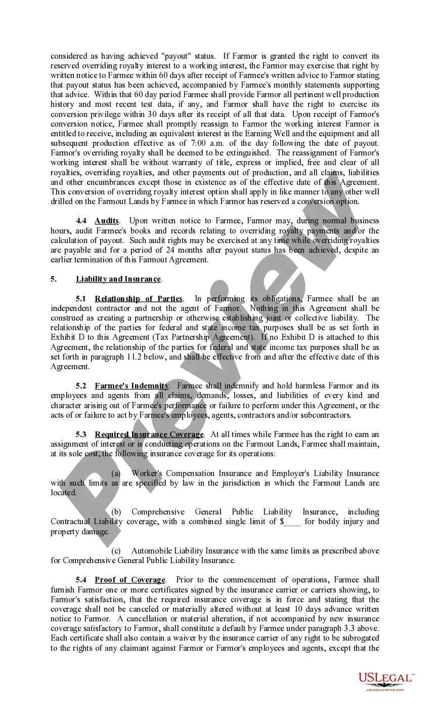 Get Farmout Agreement Providing For Single Well, with Dry Hole Earning An Assignment Preview Farmout Agreement Providing For Single Well, with Dry Hole Earning An Assignment
