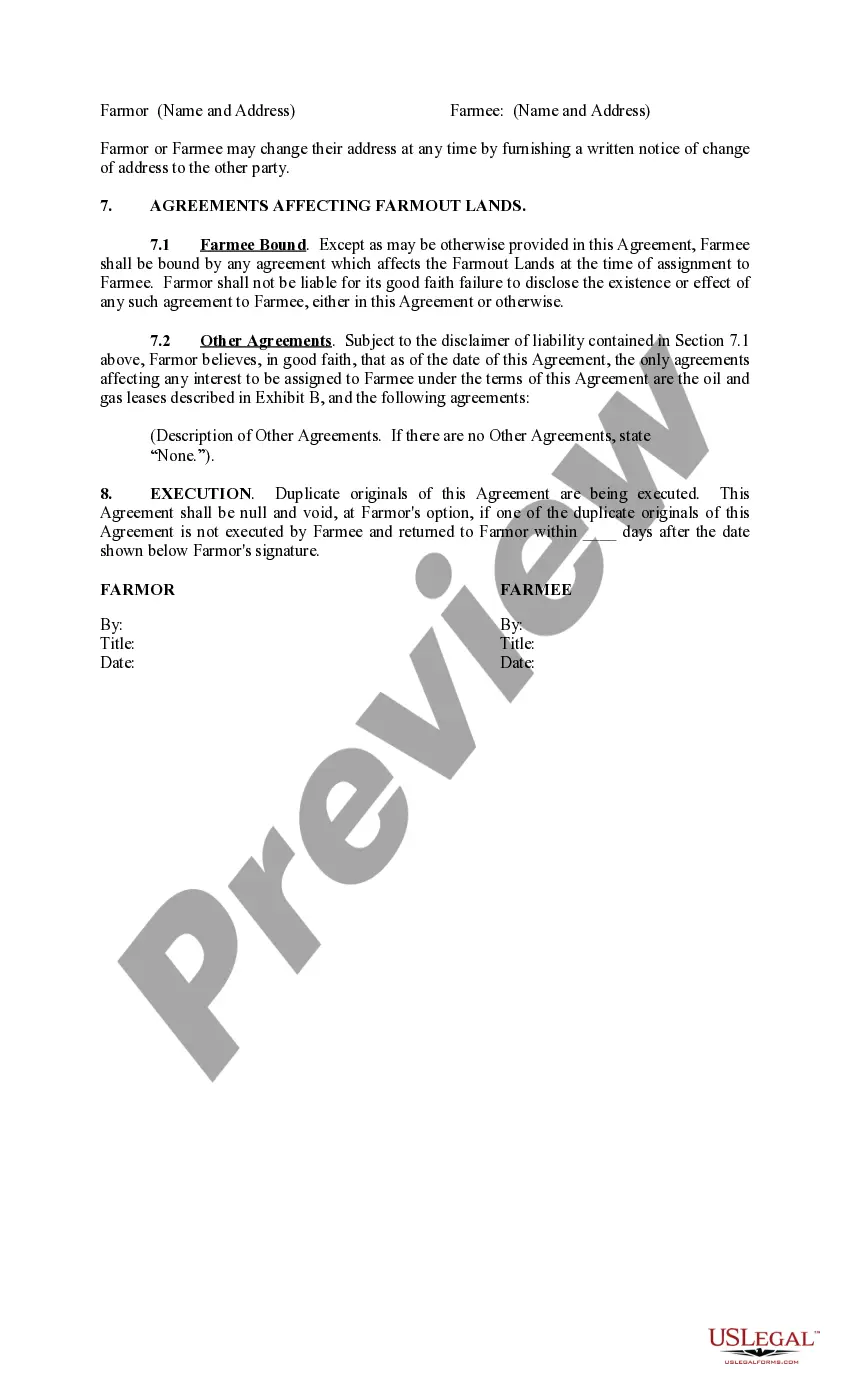 Get Farmout Agreement Providing For Single Well, with Dry Hole Earning An Assignment Preview Farmout Agreement Providing For Single Well, with Dry Hole Earning An Assignment