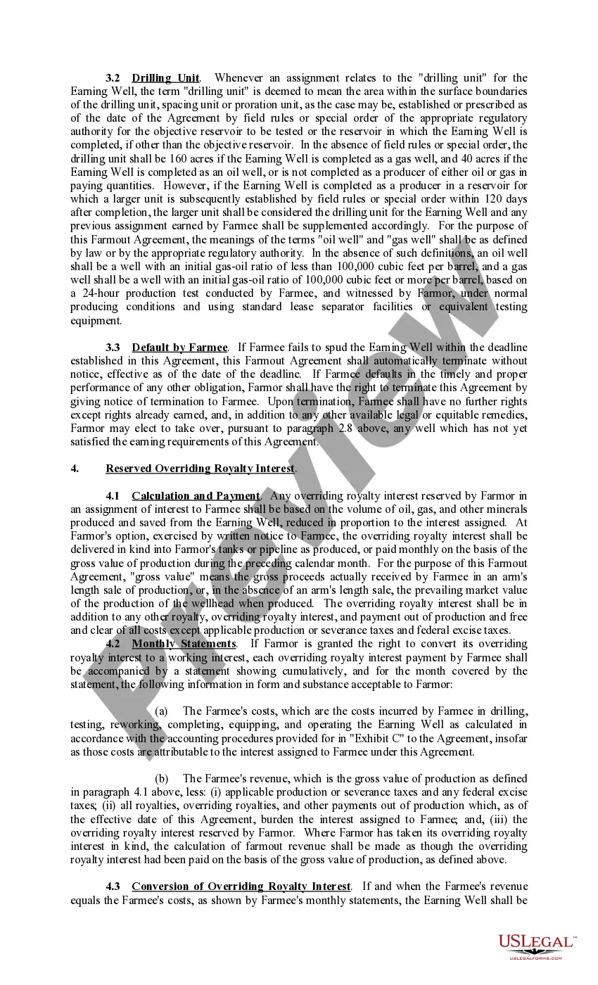 Get Farmout Agreement Providing For Single Well, with Dry Hole Earning An Assignment Preview Farmout Agreement Providing For Single Well, with Dry Hole Earning An Assignment
