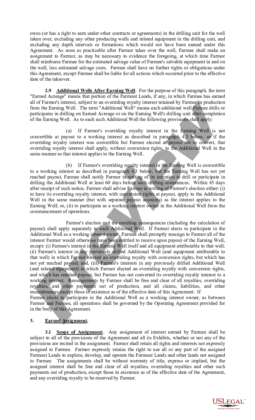 page 9 Farmout Agreement Providing For Multiple Wells with Dry Hole Earning An Assignment preview