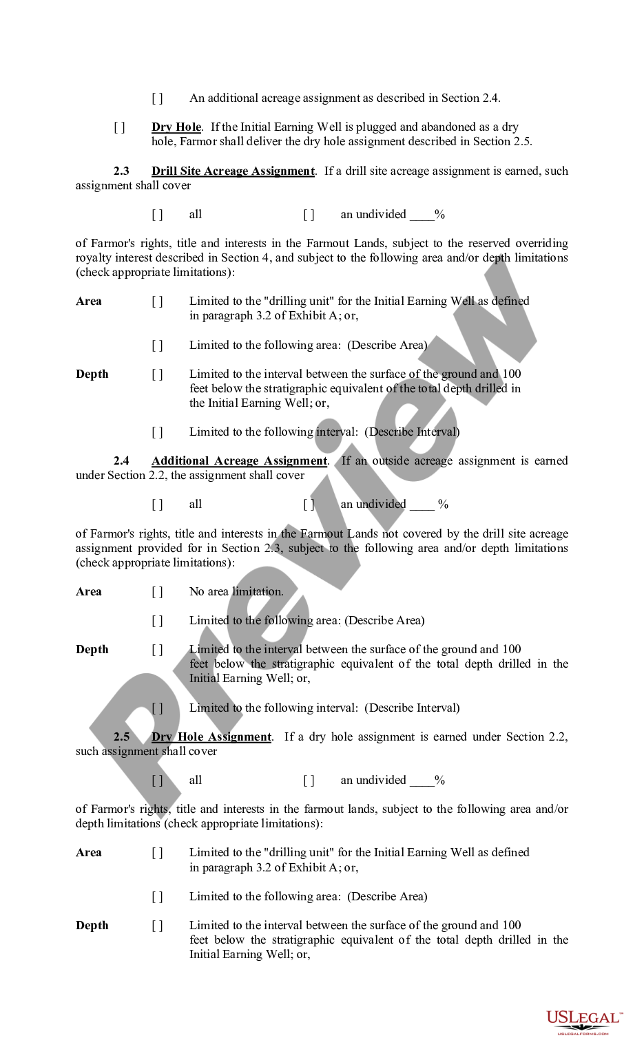 page 1 Farmout Agreement Providing For Multiple Wells with Dry Hole Earning An Assignment preview