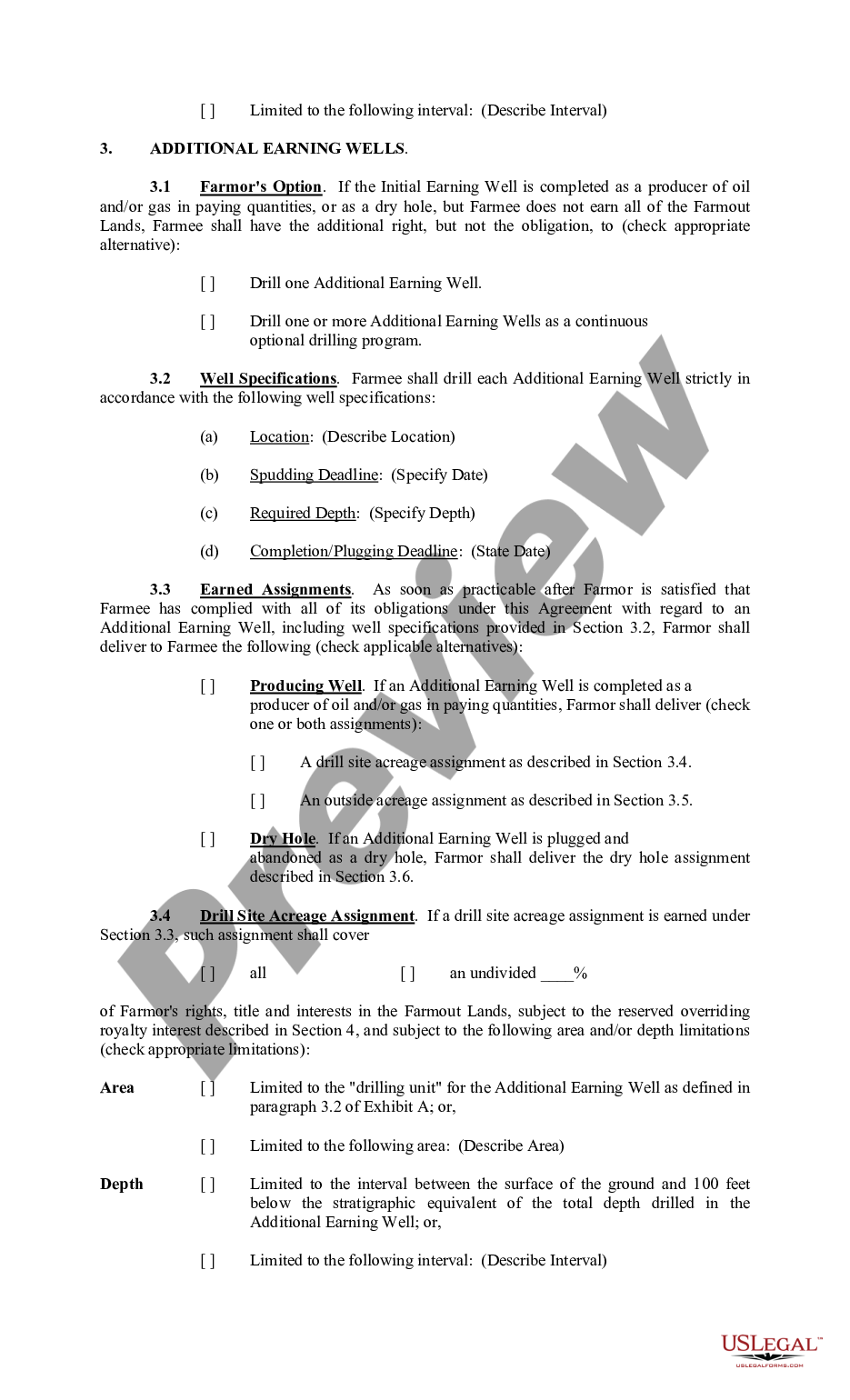 page 2 Farmout Agreement Providing For Multiple Wells with Dry Hole Earning An Assignment preview