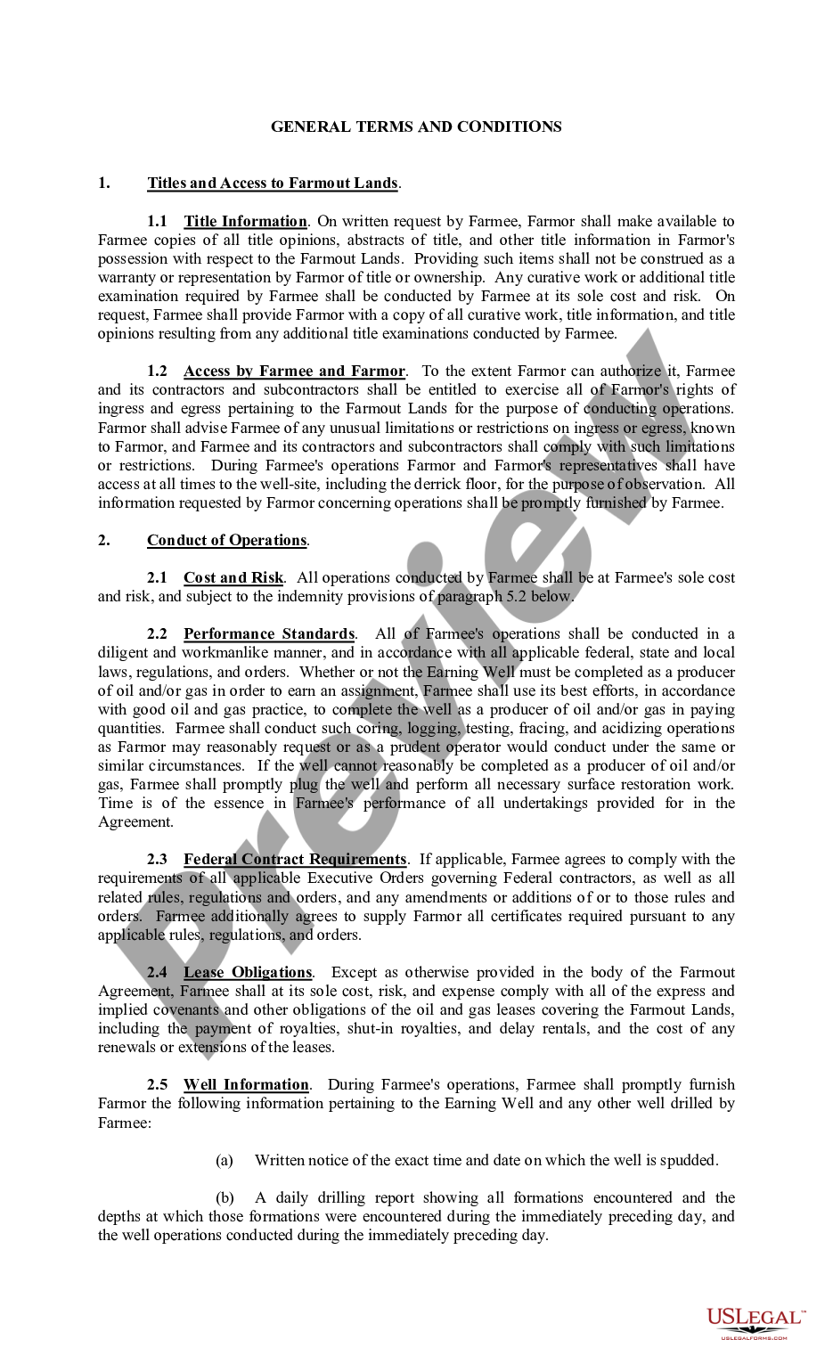 page 7 Farmout Agreement Providing For Multiple Wells with Dry Hole Earning An Assignment preview