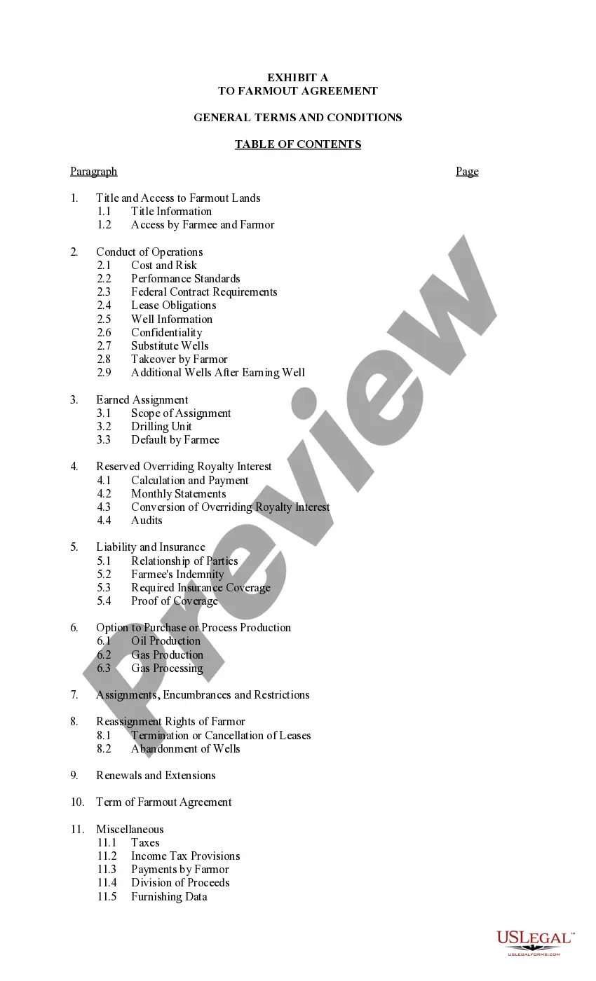 Get Farmout Agreement Providing For Multiple Wells with Dry Hole Earning An Assignment Preview Farmout Agreement Providing For Multiple Wells with Dry Hole Earning An Assignment