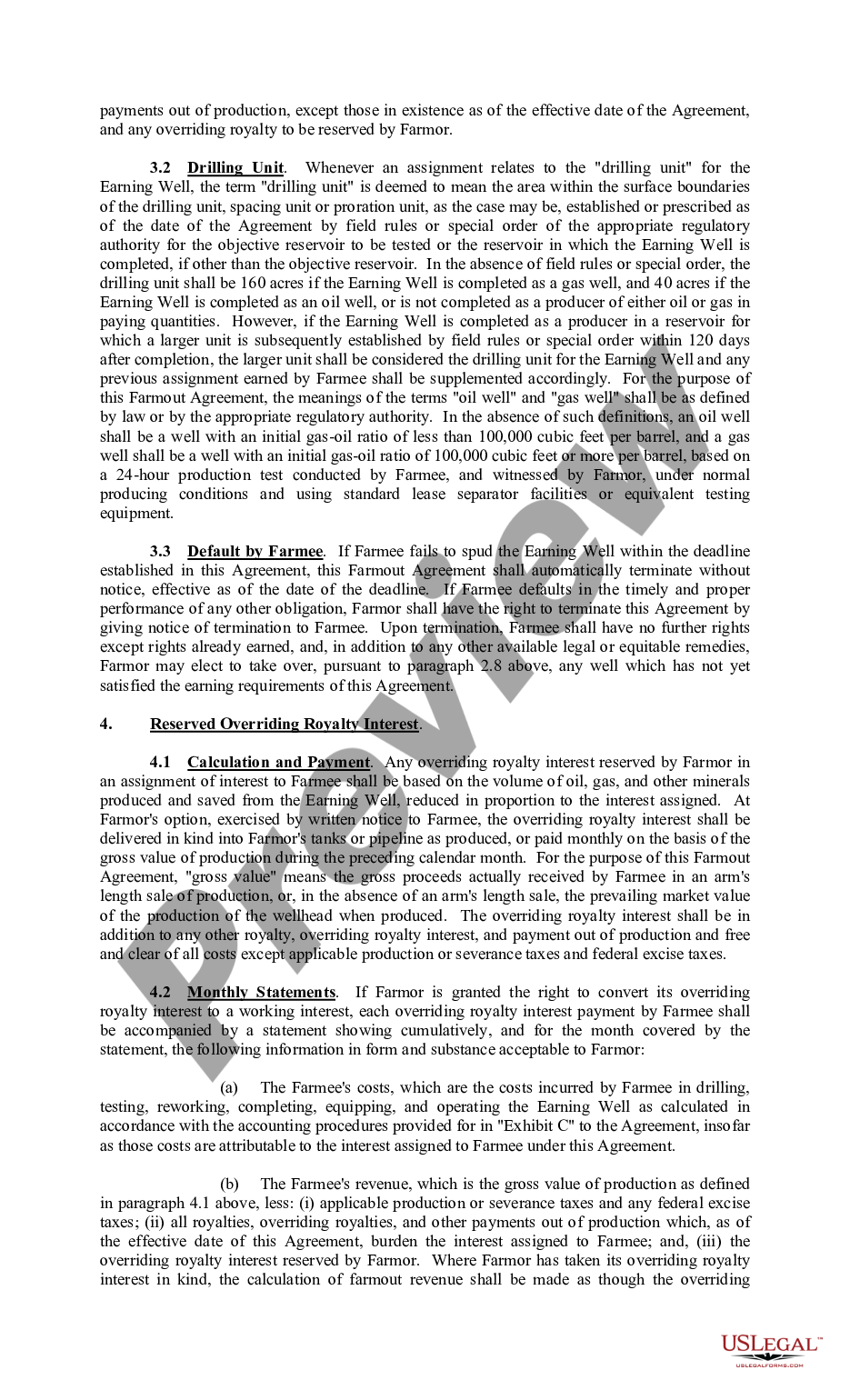 page 9 Farmout Agreement Providing For Multiple Wells with Production Required to Earn An Assignment preview