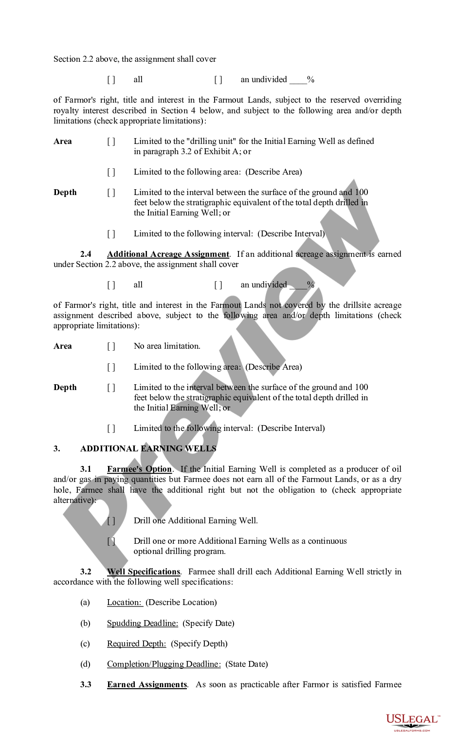 page 1 Farmout Agreement Providing For Multiple Wells with Production Required to Earn An Assignment preview