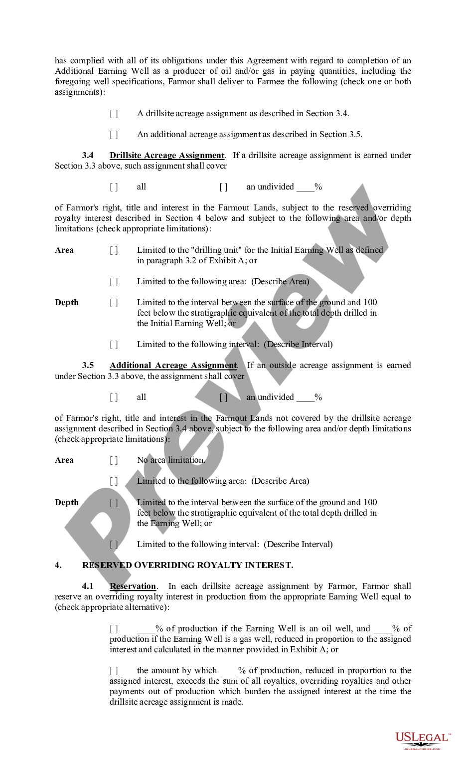 page 2 Farmout Agreement Providing For Multiple Wells with Production Required to Earn An Assignment preview