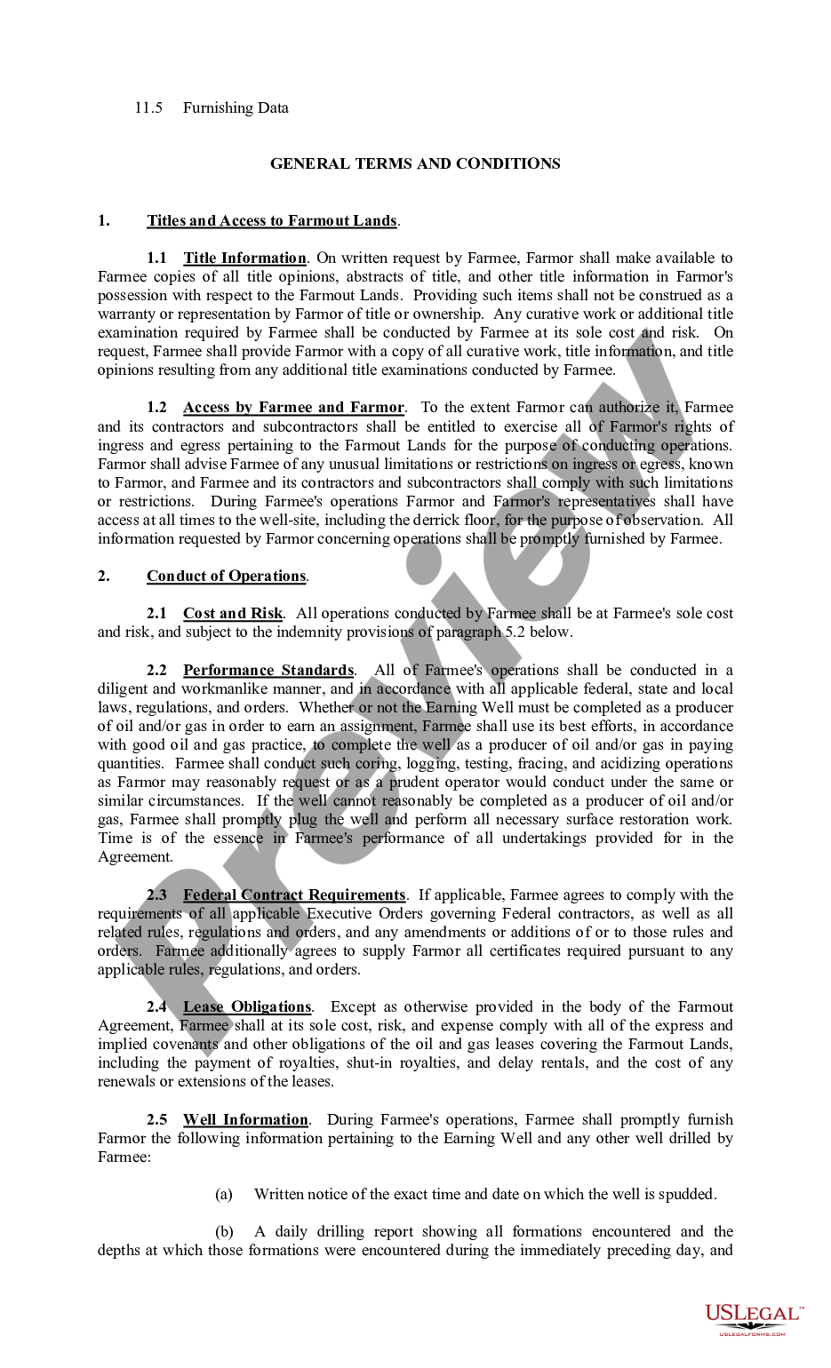 page 6 Farmout Agreement Providing For Multiple Wells with Production Required to Earn An Assignment preview