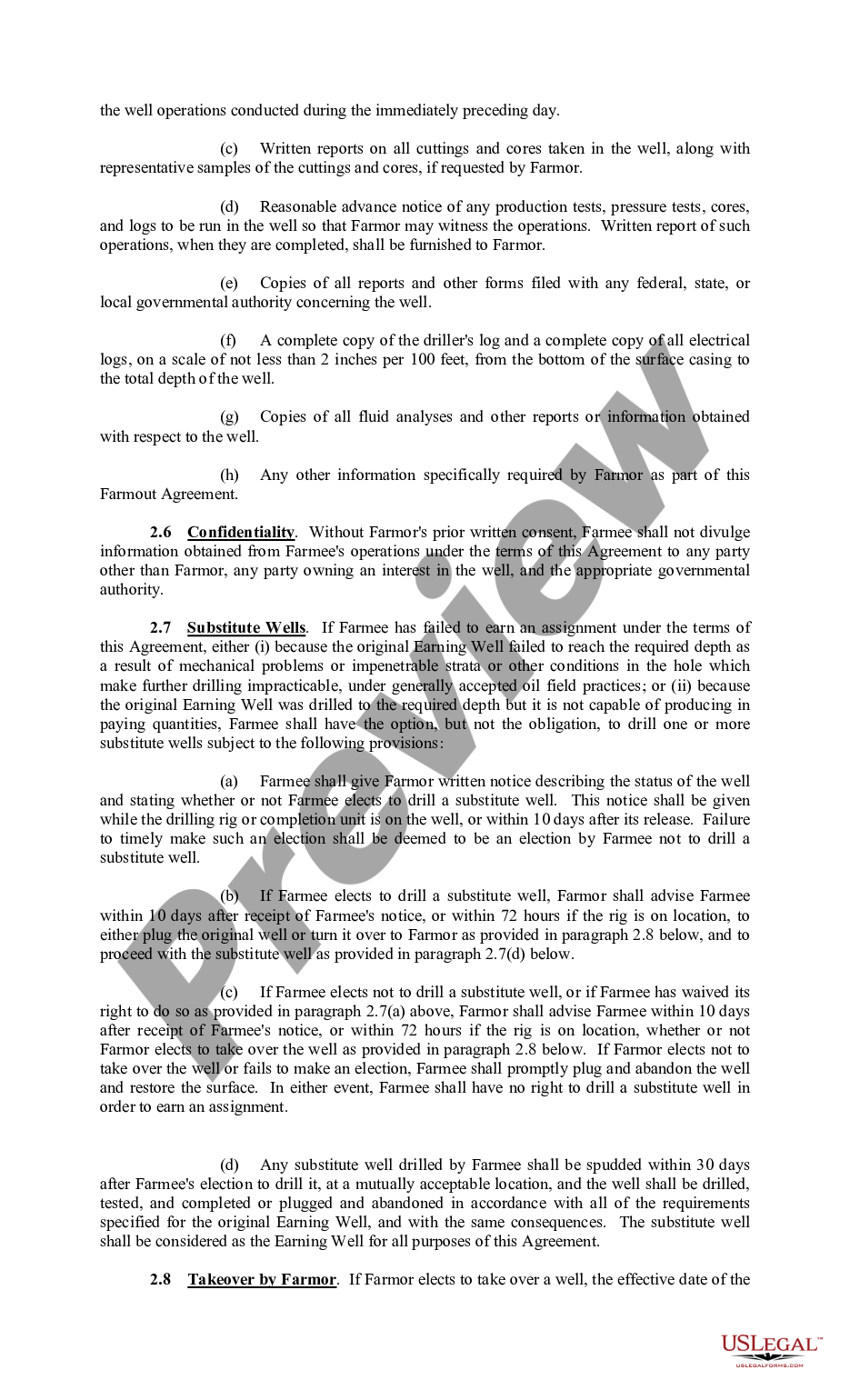 page 7 Farmout Agreement Providing For Multiple Wells with Production Required to Earn An Assignment preview