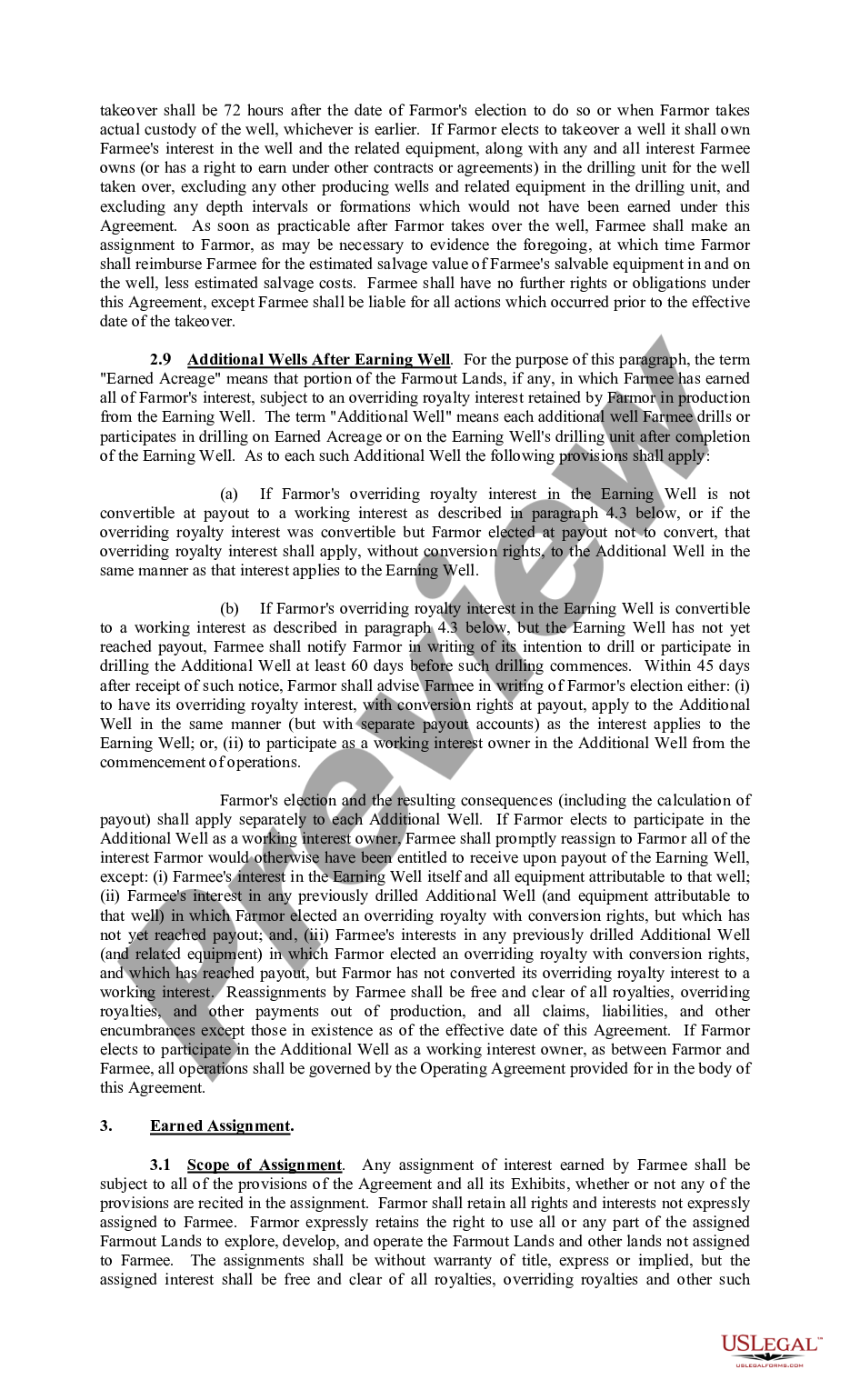 page 8 Farmout Agreement Providing For Multiple Wells with Production Required to Earn An Assignment preview
