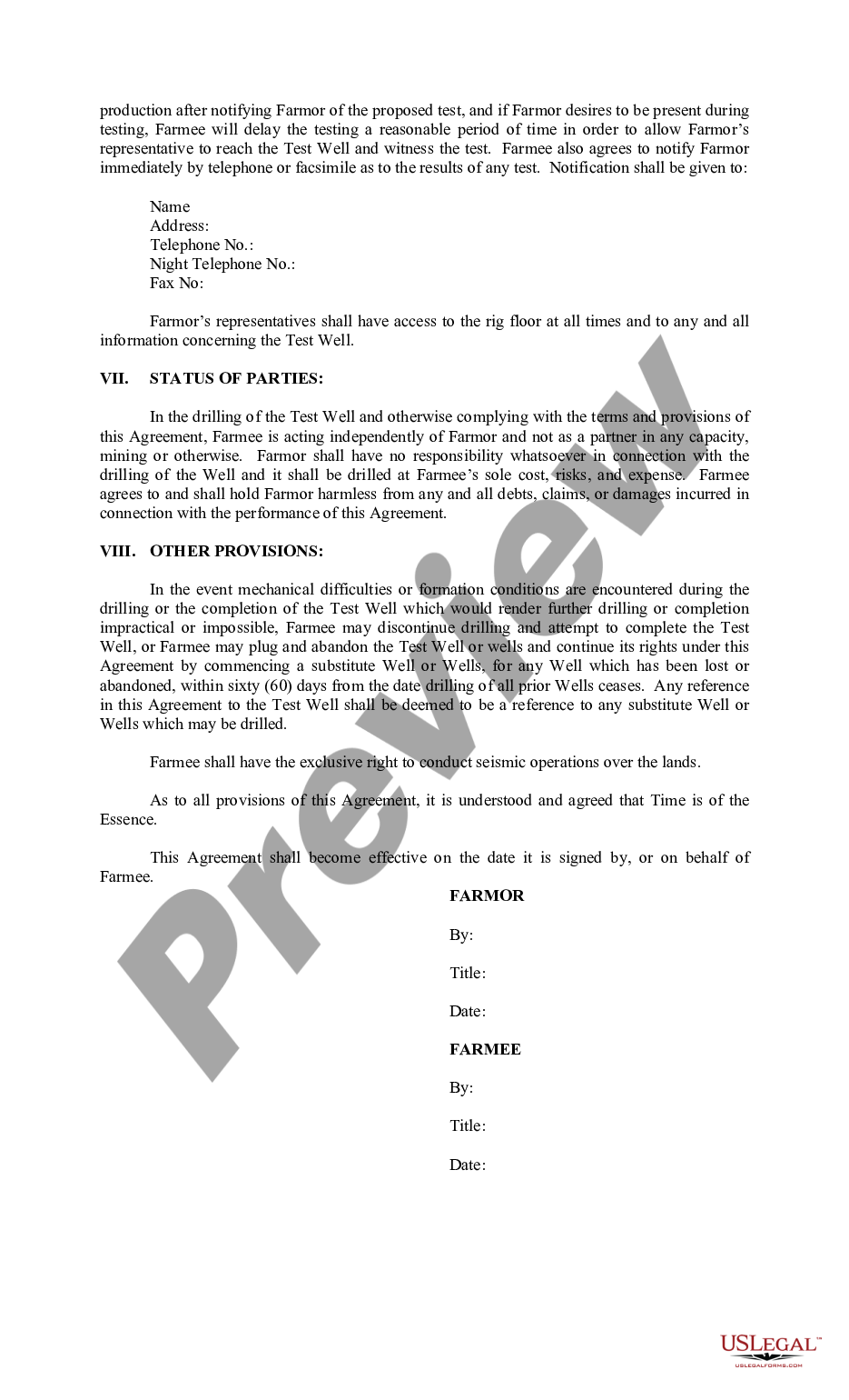page 2 Farmout Agreement - Short Form preview