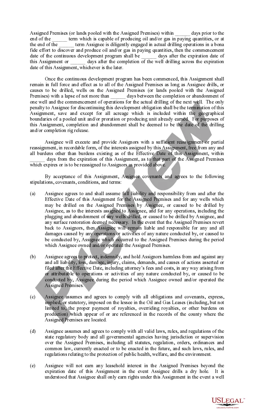 Get Term Assignment of Oil and Gas Leases for Multiple Assignors with Continuous Development Preview Term Assignment of Oil and Gas Leases for Multiple Assignors with Continuous Development