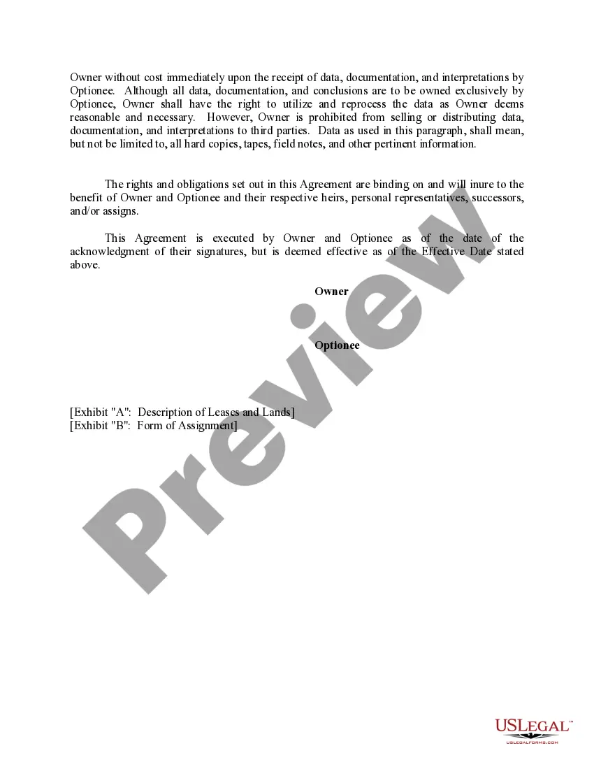 Get Seismic Option Agreement with Option to Purchase Interest in Oil and Gas Leases from Lessee Preview Seismic Option Agreement with Option to Purchase Interest in Oil and Gas Leases from Lessee