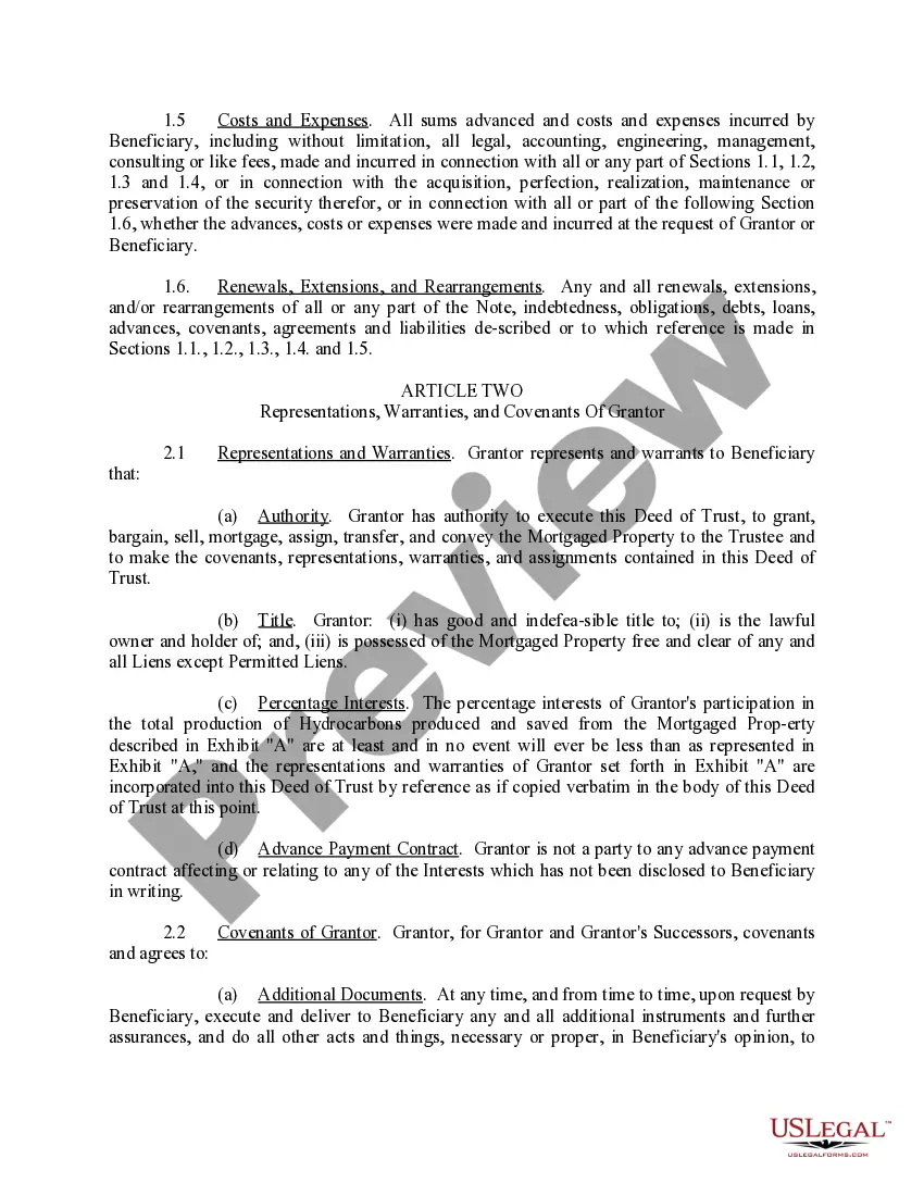 Get Deed of Trust, Mortgage, Security Agreement, Assignment of Production, and Financing Statement of Oil and Gas Properties including After - Acquired Title Preview Deed of Trust, Mortgage, Security Agreement, Assignment of Production, and Financing Statement of Oil and Gas Properties including After - Acquired Title