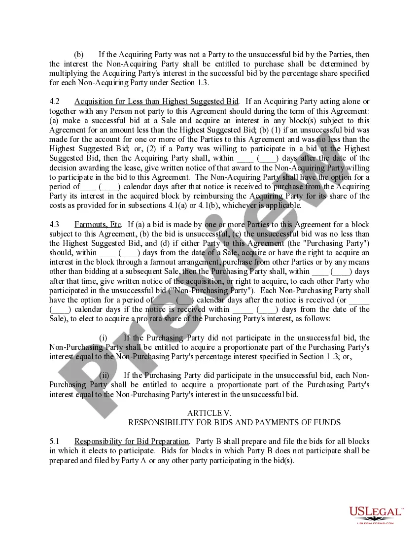 Preview Joint Bidding Agreement to Bid on Federal or State Lands offered For Lease