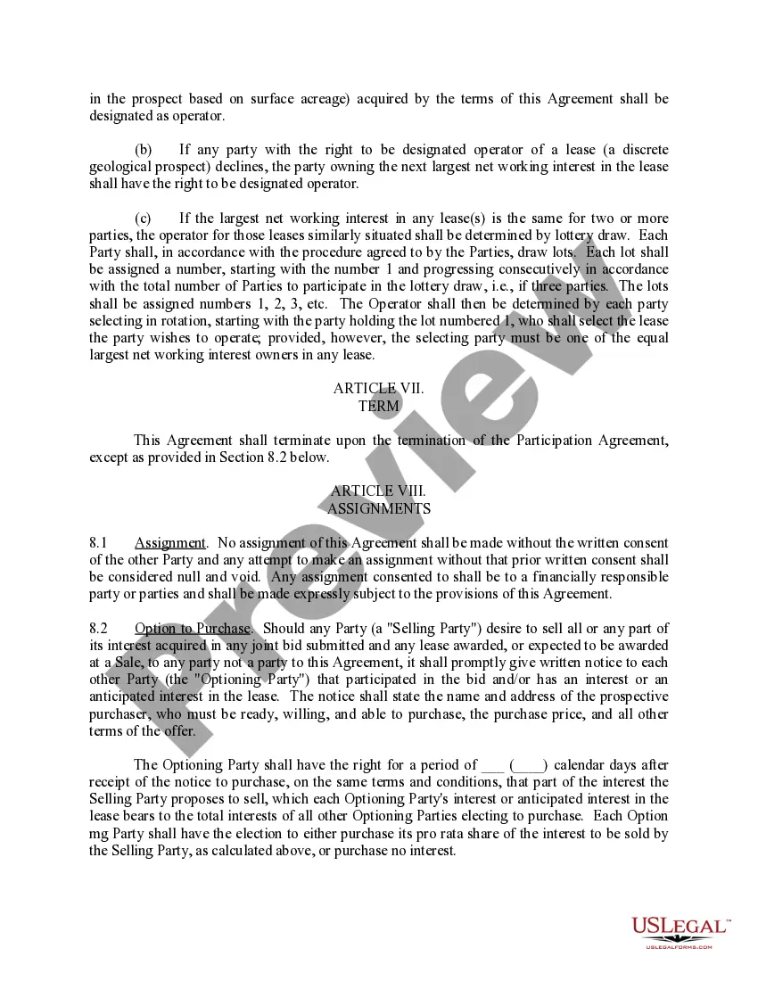Preview Joint Bidding Agreement to Bid on Federal or State Lands offered For Lease