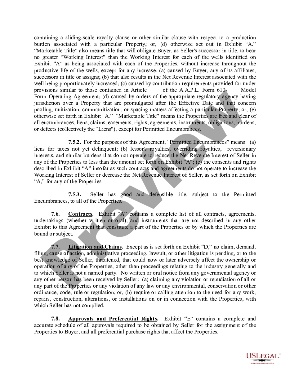 page 5 Purchase and Sale Agreement of Oil and Gas Properties and Related Assets preview
