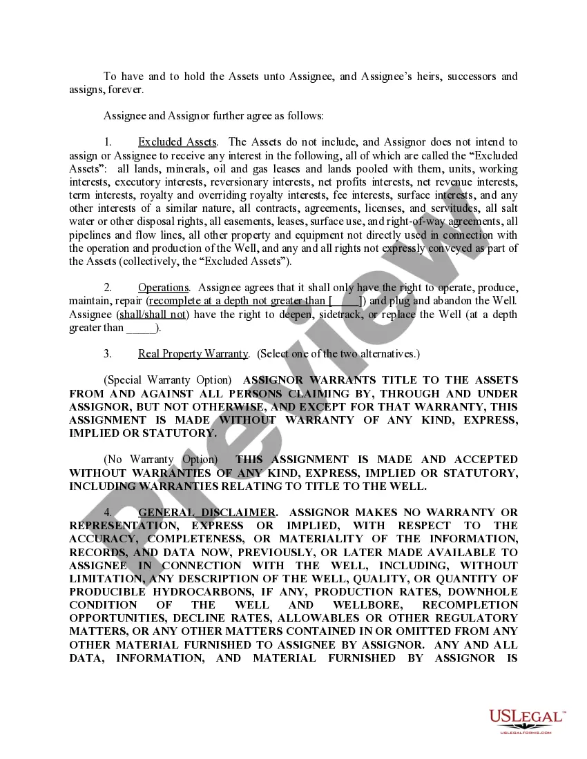 Get Wellbore Assignment, Conveyance, Bill of Sale, and Release Preview Wellbore Assignment, Conveyance, Bill of Sale, and Release