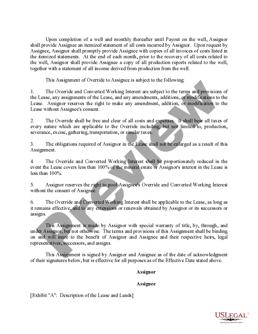 Get Assignment of Overriding Royalty Interest Partially Convertible to A Working Interest At Payout Preview Assignment of Overriding Royalty Interest Partially Convertible to A Working Interest At Payout