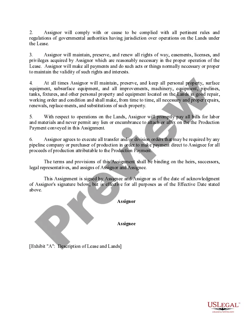 Get Assignment of Production Payment by Lessee to Third Party Preview Assignment of Production Payment by Lessee to Third Party